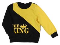 Černo-tmavožlutá mikina s nápisy a korunkou SHEIN