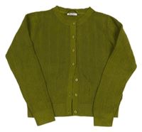 Olivový žebrovaný propínací crop svetr BESTies