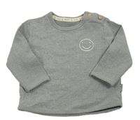 Šedá melírovaná mikina se smajlíkem a nápisy George