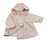 Světlerůžový vzorovaný zateplený kabátek s odepínací kapucí OBaïBi