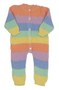 Barevný pruhovaný žebrovaný pletený overal