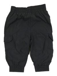 Černé šusťákové podšité kalhoty