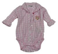 Růžovo-bílé kostkované košilové body s nášivkou Ergee