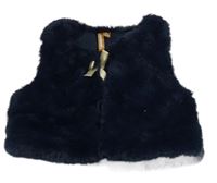 Tmavomodré plyšové zateplené bolérko s mašlí ORCHESTRA