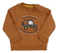 Hnědá mikina s jeepem a nápisy F&F