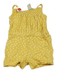 Nové - žlutý kytičkovaný letní overal s mašlí PRIMARK