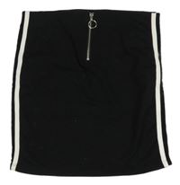Černá sukně se zipem a bílými pruhy New Look