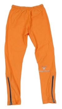 Křiklavě oranžové elastické sportovní běžecké legíny s logem jagaball