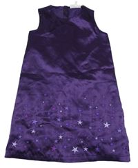 Purpurové saténové šaty s hvězdičkami H&M