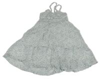 Bílé mačkané letní šaty s kytičkami a volánky H&M