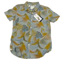 Nové - šedá košile s listy DENIM&FLOWER