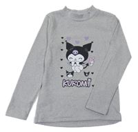 Světlešedý melírovaný úpletový rolák s Kuromi
