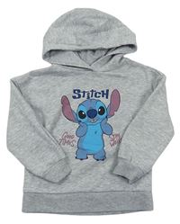 Světlešedá melírovaná mikina Stitch s kapucí Disney
