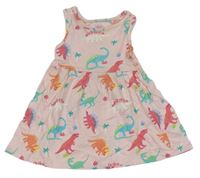 Růžové bavlněné šaty s dinosaury F&F