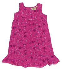 Růžové květované šifonové šaty 