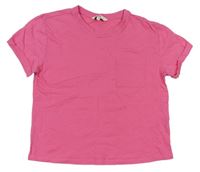 Růžové crop tričko s kapsičkou E-Vie