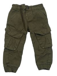 Khaki plátěné cargo cuff chino kalhoty Nutmeg