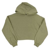 Khaki crop mikina s kapucí New Look