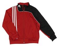 Červeno-černá sportovní propínací mikina s logem Adidas