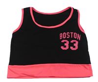 Černý crop top s číslem a nápisem