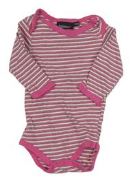 Tmavorůžovo-šedo-bílé pruhované body
