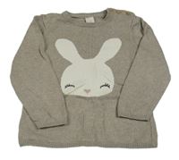 Hnědý melírovaný svetr s králíkem H&M