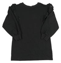 Černé teplákové šaty s volánky s madeirou H&M