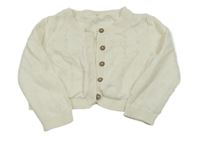 Krémový perforovaný propínací crop svetr George