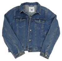 Modrá riflová crop bunda