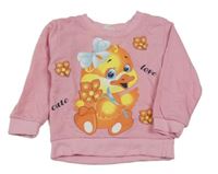 Růžová lehká mikina s kachnou