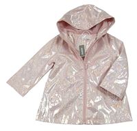 Nové - Růžová třpytivá nepromokavá jarní bunda s kapucí Bluezoo