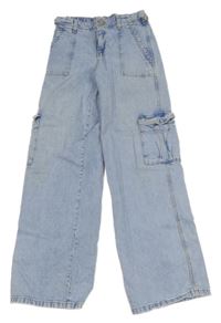 Světlemodré wide leg cargo rifle C&A