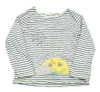 Bílo-modré pruhované triko se sluncem Next