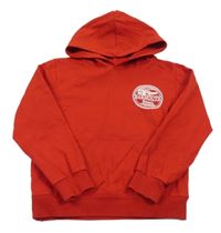 Červená mikina s potiskem a kapucí