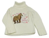 Smetanový svetrový rolák s koňmi C&A