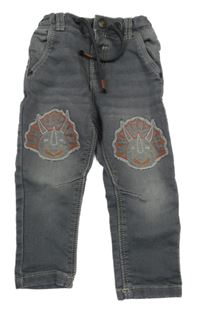 Šedé teplákové rifle s nosorožci Tu