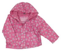 Růžová květovaná šusťáková jarní bunda s kapucí Tu