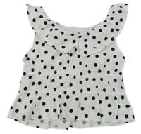 Bílá puntíkatá crop halenka s volánem Zara