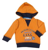 Oranžová mikina s nápisem a kapucí Liegelind
