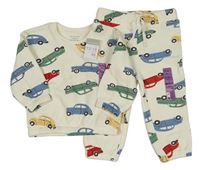 Nové - 2set - Smetanová mikina s auty + tepláky Primark