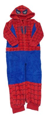 Červeno-modrá chlupatá kombinéza s kapucí - Spiderman Primark
