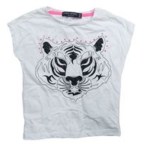 Bílé tričko s černým tygrem 