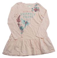 Meruňkové šaty s ptáčky a nápisy H&M