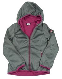 Šedo-růžová softshellová bunda s kapucí Pocopiano