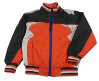 Červeno-černo-stříbrná šusťáková jarní bunda 