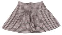 Růžovo-bílo-černá kostkovaná skládaná sukně PRIMARK