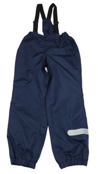 Tmavomodré šusťákové podšité kalhoty s kšandami alive 