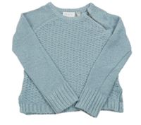 Modrý třpytivý perforovaný svetr se zipem place