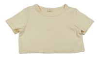 Smetanové crop tričko shein