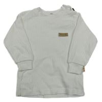 Bílé žebrované triko s nášivkou 